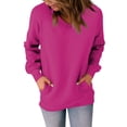 thumbnail image 2 of Kagetolytai Womens Tops Womens Casual V Neck Sweatshirt Loose Soft Long Sleeve Pullover Tops Solid Shirts With Side Pockets Plus Size Tops for Women Purple S, 2 of 7