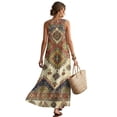 thumbnail image 2 of Xoenoiee Aztec Southwest American Tribal Floral Print Cotton Linen Maxi Dresses for Women Casual Crewneck Sleeveless Tank Dress with Pocekts Summer Spring Boho Vacation Clothes Long Dress, S, 2 of 7