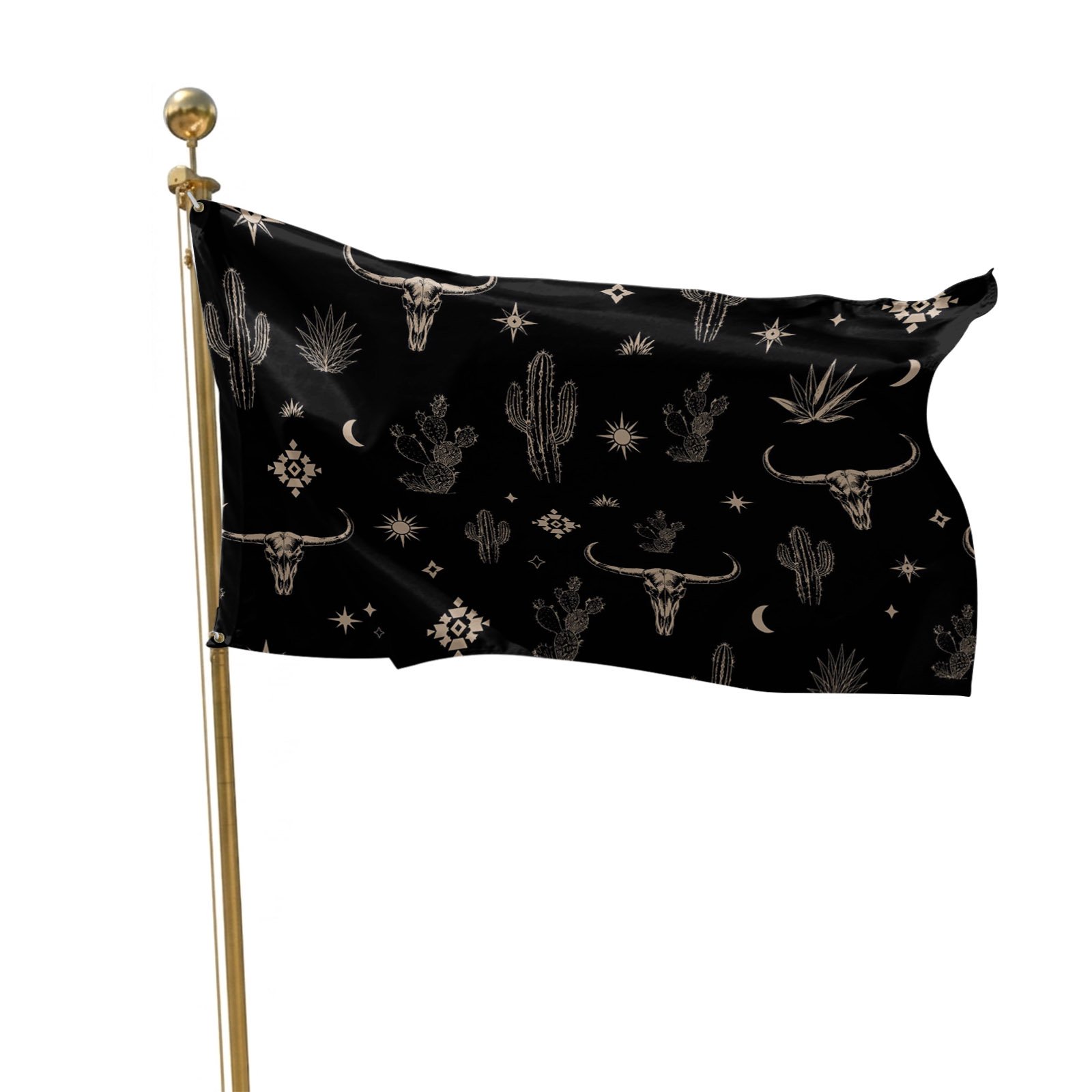 Flags for Outside 3x5 ft Western Longhorn Skull Outdoor Flags Double Sided Grommets House Banner Boho Sunburst Stars Cactus Patio Yard Flag for Outdoor Party Porch Garden Decorations Indoor