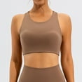 thumbnail image 4 of DuoJiaJ Womens Workout Sports Bras Fitness Backless Padded Low Impact Bra Yoga Crop Tank Top Plus Size Bras Brown, 4 of 5