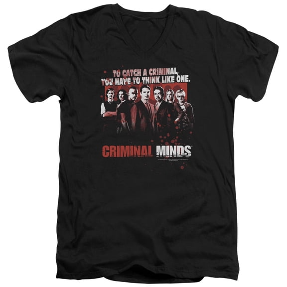 Criminal Minds Think Like One Adult V-Neck 30/1 T-Shirt Black