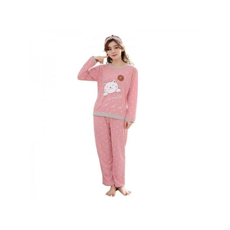 

Women s Cartoon Print Long Sleeves Autumn Winter Pajama Sets Sweet Loose Sleepwear