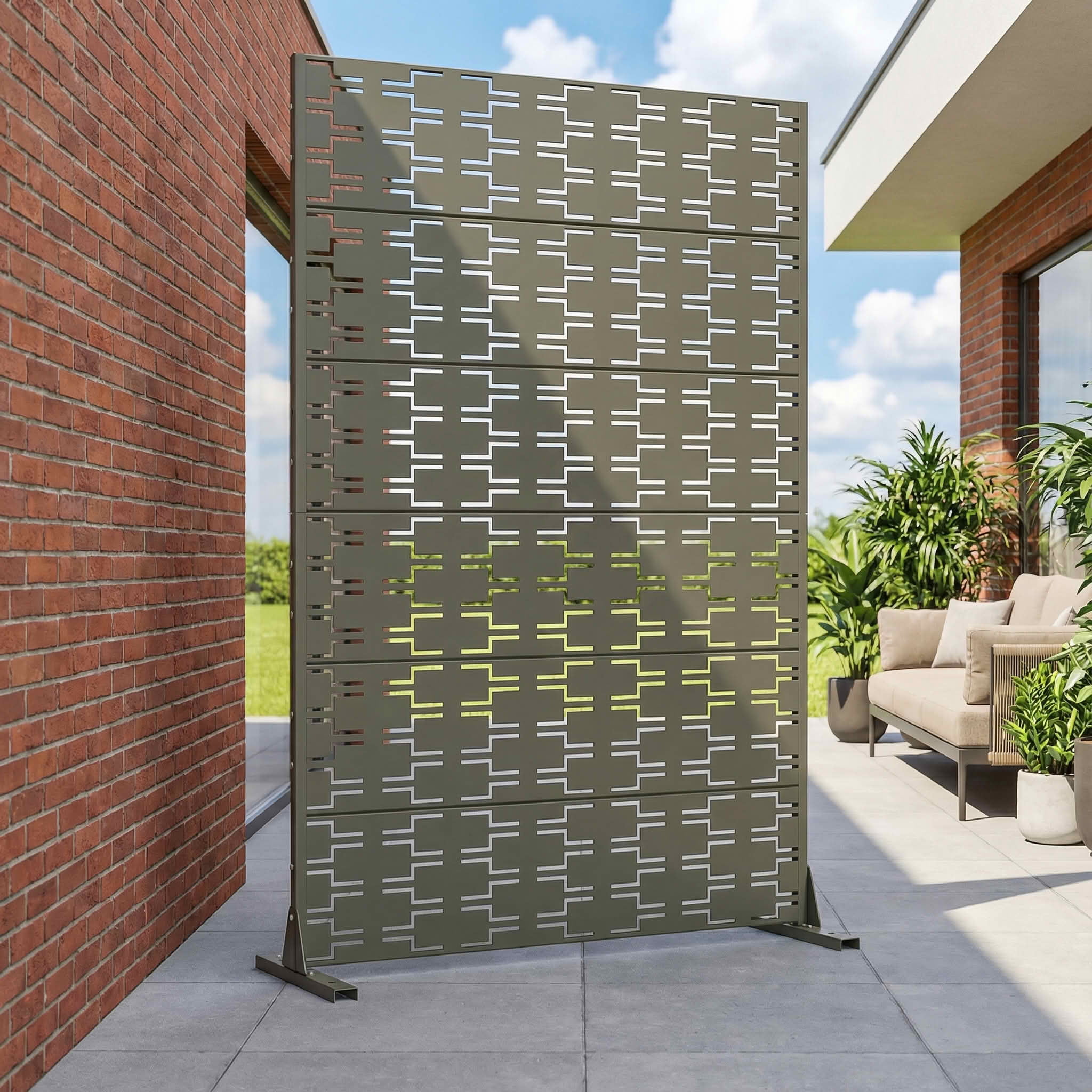 MAYEERTY 72x47 Gray Outdoor Natural Privacy Panel Screen, 6 Piece Set Natural Folding Divider for Backyard and Garden