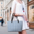 thumbnail image 5 of Blue And White Chinoiserie Bird Flower Woman Leather Handbags Large Tote Bag Fashion Portable Handbags With Zipper, 5 of 7