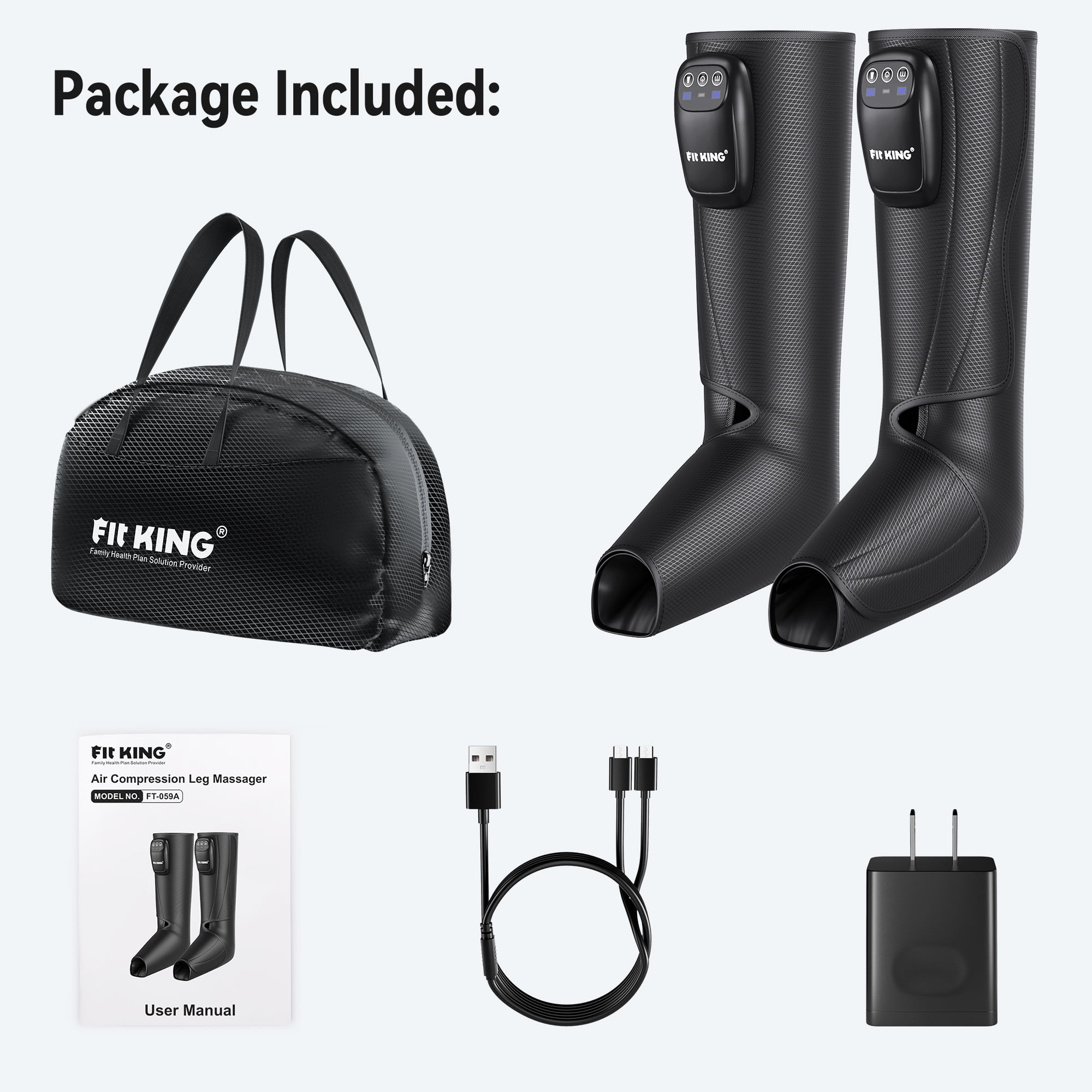 FIT KING Cordless Foot and Leg Massager, Calf and Foot Massage Boots for Circulation, Rechargeable Air Compression After Training,Travel Gifts for Him/Her FSA/HSA Eligible