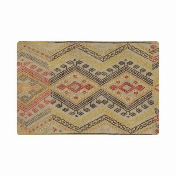 Pasargad Home Vintage Wool Geometric Turkish Accent Pillow in MultiColor- 15 x 24, Contemporary, Rectangular