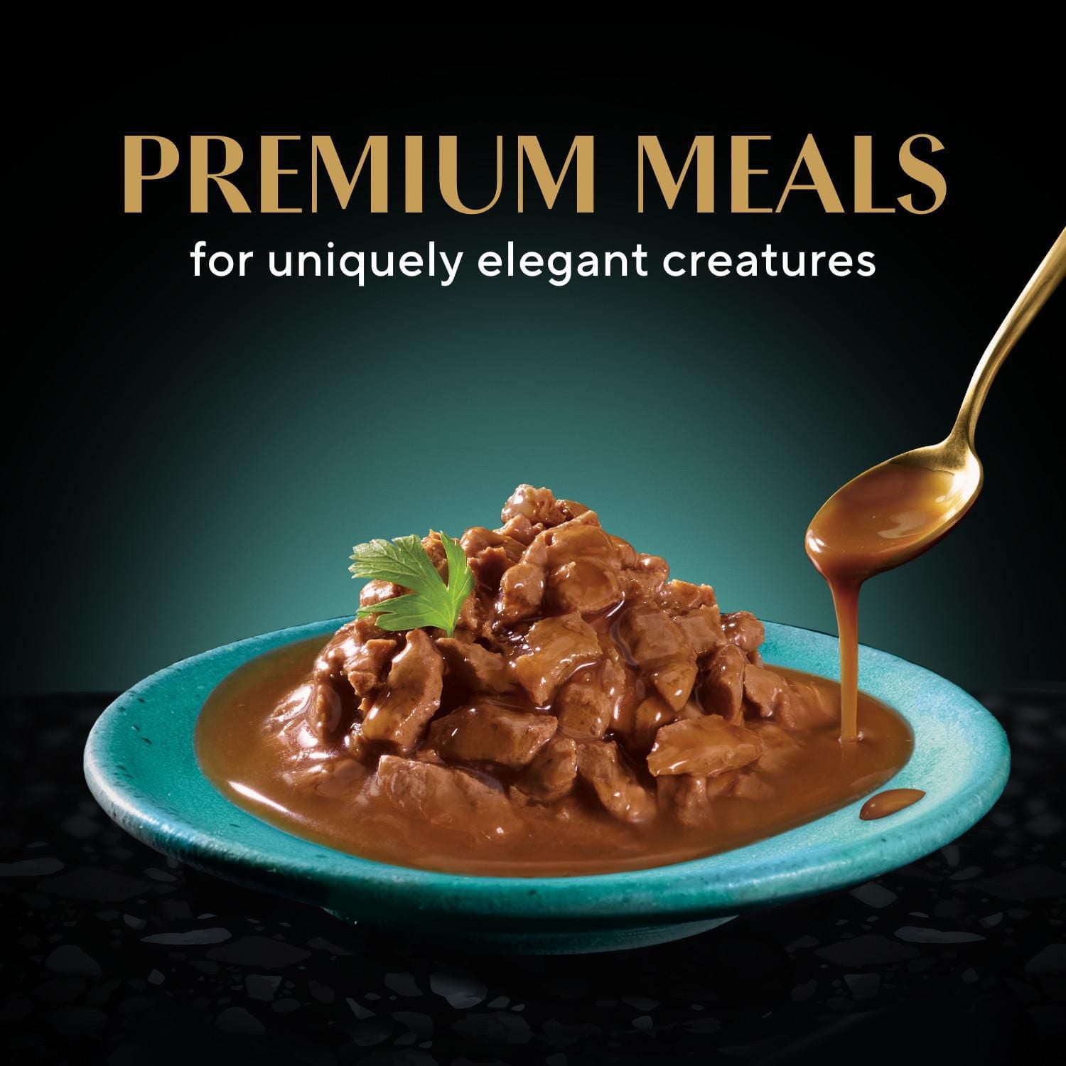 Nourriture humide pour chats adultes SHEBA GRAVY INDULGENCE PERFECT PORTIONS repas au bœuf dans une généreuse sauce NB-24M