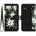 thumbnail image 3 of Allytech for Google Pixel 7A Wallet Case, Premium PU Leather Cards Slots Shoulder Strap Hand Wrist Fashion Floral Pattern Wallet Phone Case for Google Pixel 7A - Black, 3 of 14