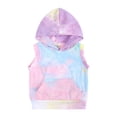 thumbnail image 4 of KYAIGUO 2Pcs Boys Girls Summer Hooded Tracksuit Set for Newborn Baby,Toddler Tie-Dye Pullover Sleeveless Sweatshirt Top +shorts Pants Two-Piece Set for 3M-24M, 4 of 8