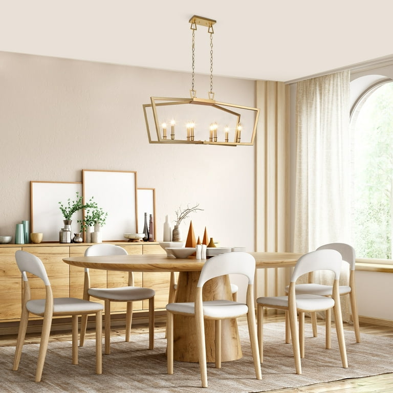 LaLuz Zeci Modern Glam Gold Linear Chandelier Lantern