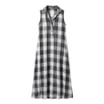 thumbnail image 7 of Bxsruta Womens Maxi Dress Plaid Long Casual Sundress Button Down Sleeveless Shirt Dress, 7 of 7