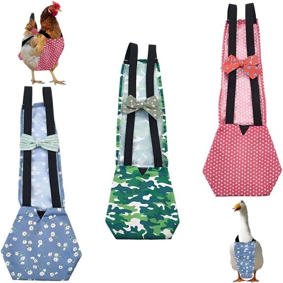 GASTROPOD 3Pcs 3 Styles Indoor Chicken Diaper Pet Duck Diapers Polyester Washable Waterproof Adjustable Reusable Ducking Clothes with Tie