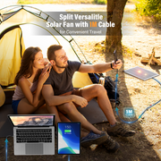 JINLICTE 10400mAh Solar fan with LED Lantern, Camping Fan with Solar Panel, 7W Rechargeable Solar Powered Fan for Outside, Quiet Battery Operated Tent Fan for Picnic, Barbecue, Fishing,Yellow
