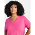 thumbnail image 5 of Terra & Sky Women's Plus Size V Neck Tee with Short Sleeves, Size 0X-4X, 5 of 5