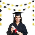 thumbnail image 5 of Decoraciones de graduación 2023, pancarta de estrella con gorro dorado y negro de cartulina ecológica, guirnalda preencordada para suministros de fiesta de graduación universitaria, 5 of 5