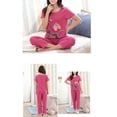 thumbnail image 5 of Womens Summer Plus Size Pajamas Set Chinese Lotus Floral Print Short Sleeve Tops Capri Pants Loose Sleepwear Loungewear XL-4XL, 5 of 19