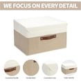 thumbnail image 2 of 8 Pack Decorative Storage Bins Containers Fabric Bins with Lids Storage Baskets Bulk for Shelves Drawers, Desktop, Closet, Playroom, Classroom, Office, Bedroom, (15INx10INx10IN, Beige/White), 2 of 6