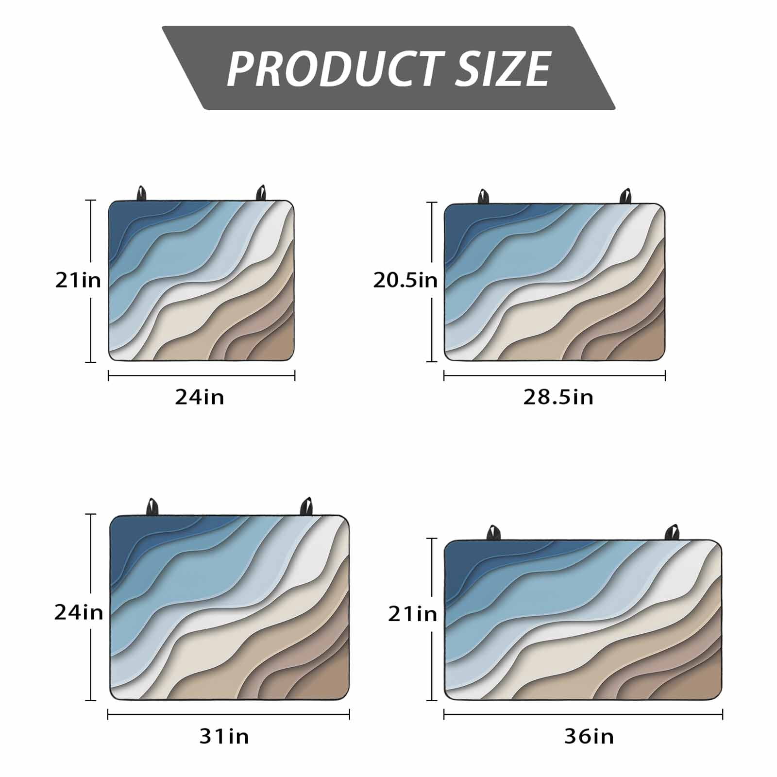 Navy Blue Brown Ombre Stove Top Cover for Electric Stove, Heat-proof & Non Slip Glass Top Stove Cover Protector, Modern Geometric Abstract Cream Kitchen Flat Cooktop Rubber Mat 36x21 Inches