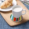 thumbnail image 5 of GZHJMY Colorful Stripes Round Coasters for Drinks,Absorbent Heat Resistant Coaster for Tabletop Protection,Suitable for Kinds of Cups, Wooden Table, Home Decor 1pcs, 5 of 6