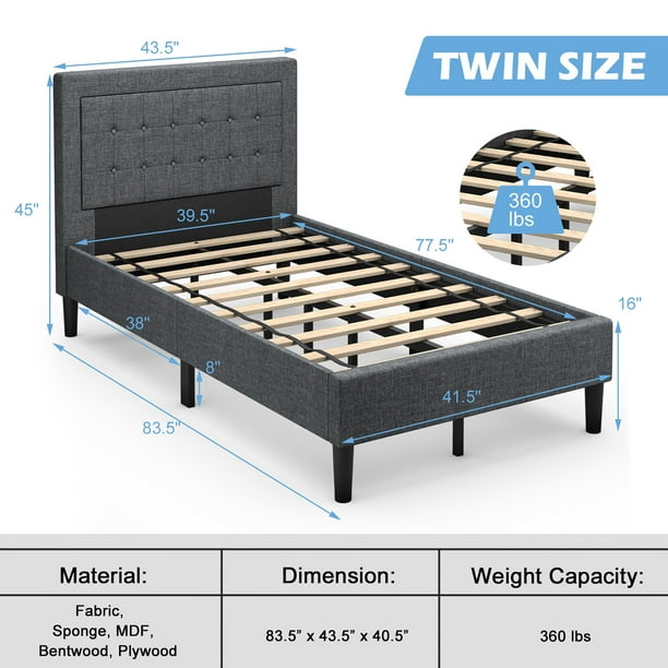 BEDWIN✖️HTC Mainstays Parklane Twin Platform Bed, Cobblestone Finish
