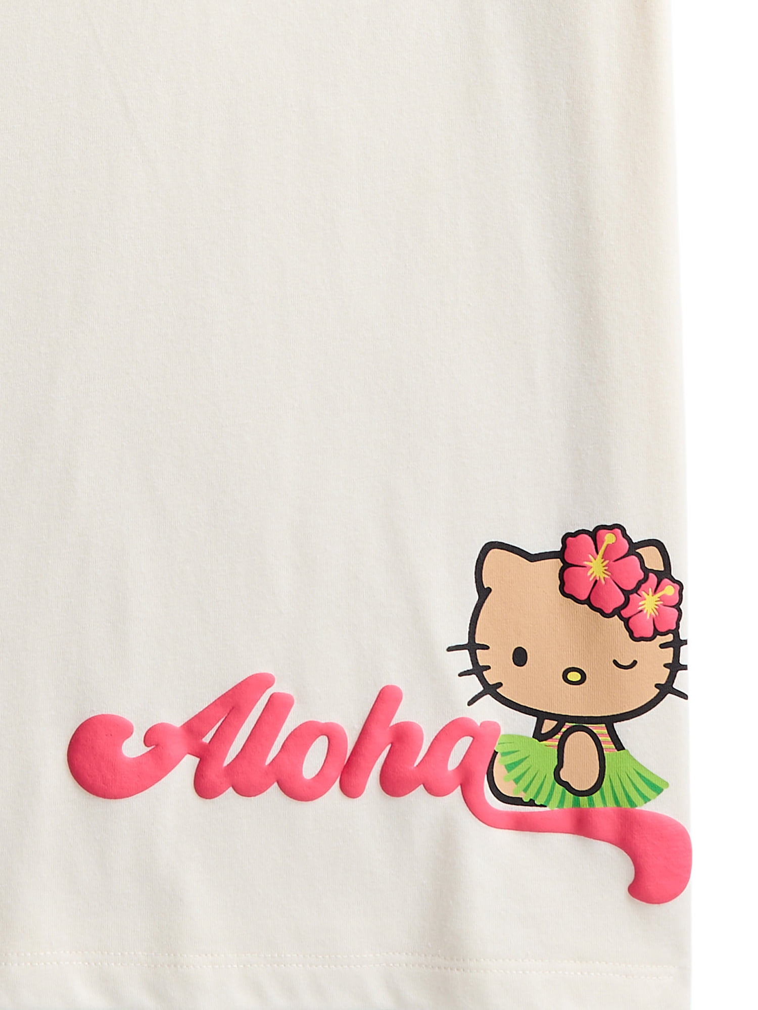 Hello Kitty Women's Aloha Lei Crop Tee with Short Sleeves, Sizes XXS-XXL