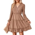 thumbnail image 2 of Vestido midi fluido NikouMX para Mujer Vestido midi con vuelo en niveles Manga larga Otoño, 2 of 6
