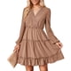 thumbnail image 5 of Vestido Midi Fluido Para Mujer, Agradable A La Piel, Cuello En V, Manga Larga, Vestido De Columpio, Suave Y Cómodo Para El Club, 5 of 6