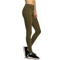 thumbnail image 2 of Women & Plus Cotton High Waist Full Length Cotton Workout Leggings (OLIVE, L), 2 of 3