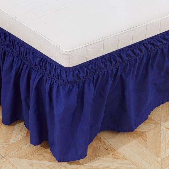 ATJIA Wrap Around Bed Skirt Three Fabric Sides Elastic Dust Ruffled 15 Inch Drop Easy to Install Fade Resistant