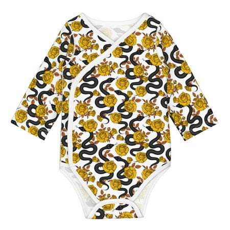 

Matuu Snake And Rose for Baby Long-Sleeve Bodysuit Soft Cotton Comfortable and Breathable Perfect for Newborns and Infants