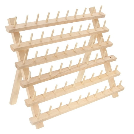 - KingSo 60 Spools Folded Wooden Thread Rack Sewing & Embroidery Stand Holder Organizer