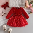 thumbnail image 2 of Mnyotv Toddler Girls Dress Baby Girl Outfits Fall Clothes Mesh Floral Bow Long Sleeve Dress with Headbands Size 6-12Months, 2 of 5