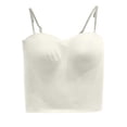 thumbnail image 5 of FASHOFT Womens Tank Top With Built In Bra Lightweight Breathable Basic Cami Minimalist Thin Spaghetti Strap Inner Wear With Padded Cups Womens T Shirts White C, 5 of 6