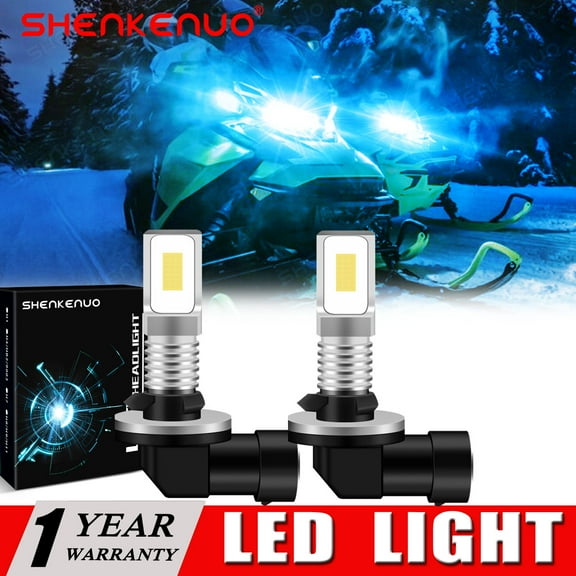 SHENKENUO 2X 881 Ice Blue LED Headlight for Arctic Cat F1000 2007 2008 2009 Snowmobile Bulbs,C06