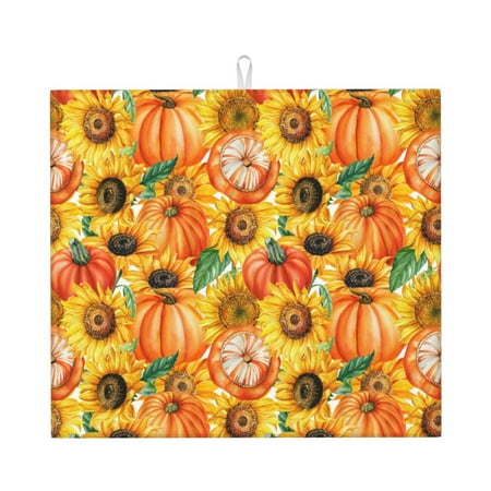 

Rocae Pumpkins And Sunflowers for Drying Mat for Kitchen 16*18 inch Easy to Clean Dish Rack Pad