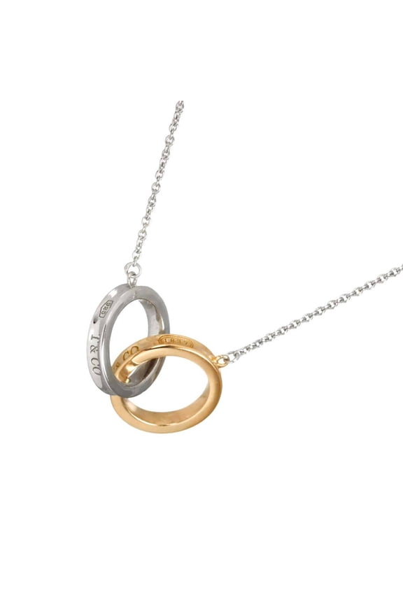 Pre-Owned Tiffany & Co. 1837 Interlocking Circle Necklace, 43cm, SV 18K PG (Silver and Pink...