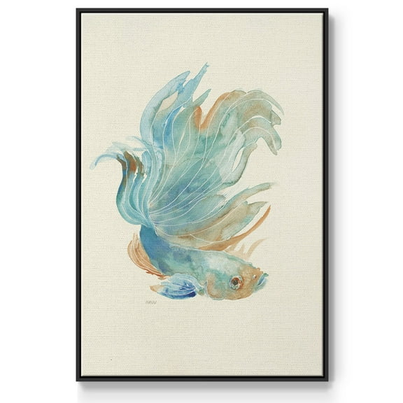 Betta I Framed Premium Gallery Wrapped Canvas - Ready to Hang - 17 x 25 - Black Floating Frame