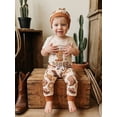 thumbnail image 5 of BemeyourBBs This is My First Rodeo Baby Boy Cowboy Outfit Western Newborn Baby Boys Spring Summer Fall Clothes Booties Print Short Sleeve Romper with Long Pants Hat 3Pcs Set, 5 of 9
