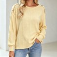thumbnail image 4 of Wensltd Women Solid Crew Neck Long Sleeve Ribbed Sweater Shoulder Button Detail Loose Knit Style Tops Casual Everyday Wear, 4 of 6