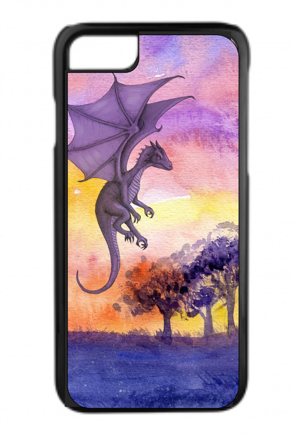Watercolor Purple Dragon Design Black Rubber Case for the Apple iPhone 6 / iPhone 6s - iPhone 6 Accessories - iPhone 6s Accessories