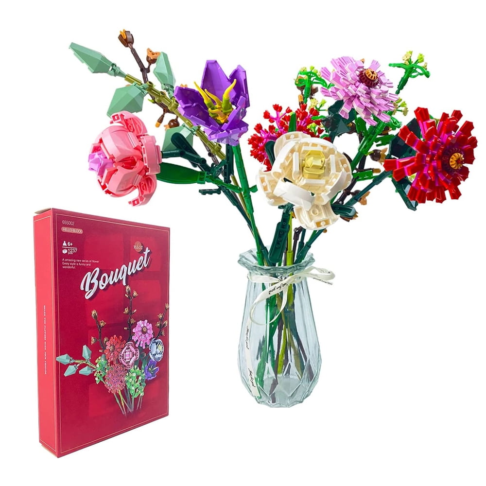 AAOMASSR DIY Flower Bouquet Building Kit, A Unique Flower Bouquet Stacking  Blocks Gifts and Creative Project for Adults and Teens, New 2021 (1237Pcs,  