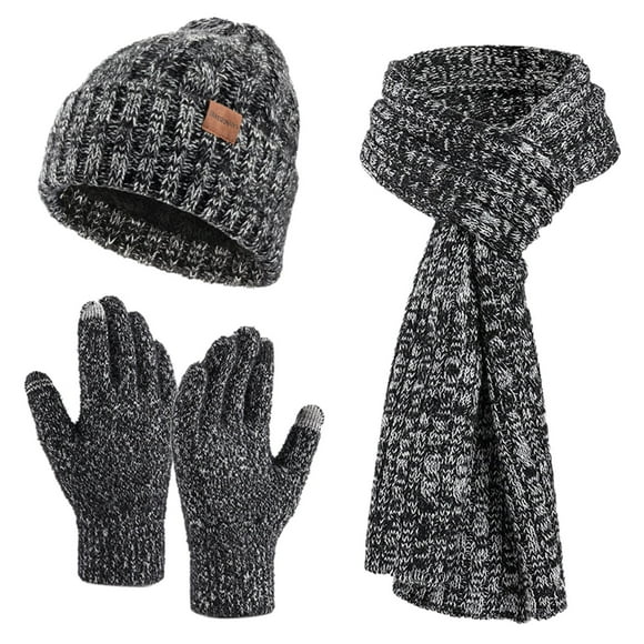 WEAIXIMIUNG Hooey Hats for Men 2024 Winter Men's and Women's Same Style Neck Knitted Hat Thickened Cold Knitted Glove Hat Scarf Warm 3 Piece Set