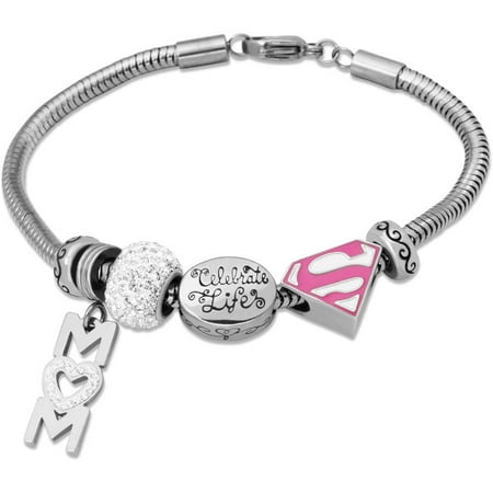 Connections From Hallmark Stainless Steel Supermom Charm Bracelet Set
