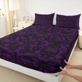 thumbnail image 4 of Homewish Boho Skull Damask Bed Sheets,Gothic Halloween Full Size Sheets,Purple Black,4-Piece,1 Flat Sheet, 1 Fitted Sheet and 2 Pillowcases, 4 of 6