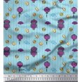 thumbnail image 1 of Soimoi Blue Rayon Crepe Fabric Fan & Chinese Lamp Home Decor Print Fabric by Yard 46 Inch Wide, 1 of 3