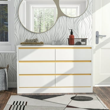 Torra 6-Drawer Wood Dresser, White