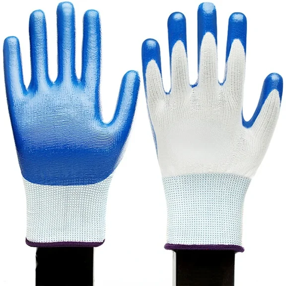 2Pairs Blue Hot Sales Work Gloves GMG Safety Garden Mechanic Protective Women Men Nitrile Working