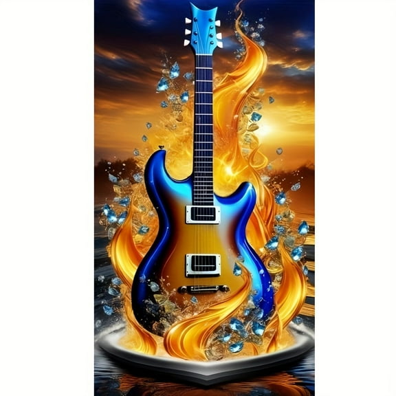 DIY Diamond Painting Kits for Adults Music Dream Guitar 5D Diamond Art Kits, Full Drill Diamond Painting Kits, Gem Arts and Crafts for Beginner Home Wall Decor