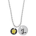 thumbnail image 1 of Delight Jewelry Silvertone Yellow Paw on Black Disc Silvertone Script Initial Disc - Z - Charm Necklace, 20"+3", 1 of 4