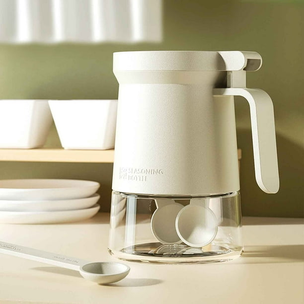 Botella de condimento sellada, tipo de prensa, tarro de condimento cuantitativo, contenedor de condimento de cocina para el hogar, tarro de cristal, tarro de azúcar Wmkox8yii hjk5037